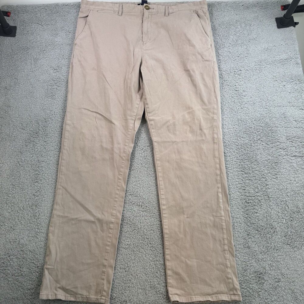 Johnnie-O Pants Mens 42x34 Khaki Straight Fit Stretch Casual Chino Preppy